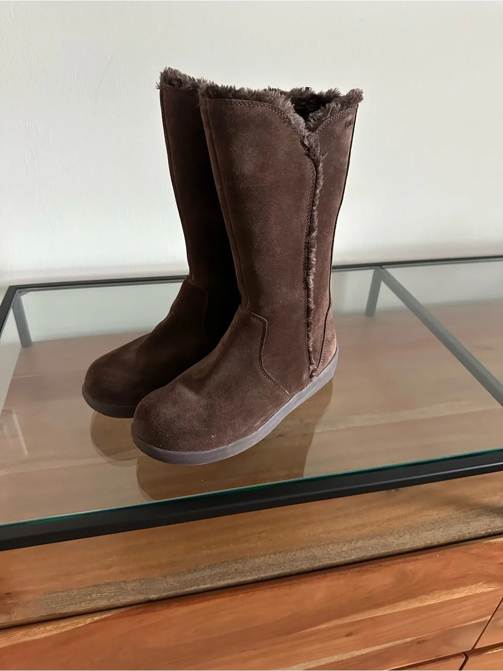 L.L.Bean Vibram Arctic Grip Chocolate Brown Suede Boots PrimaLoft Waterproof